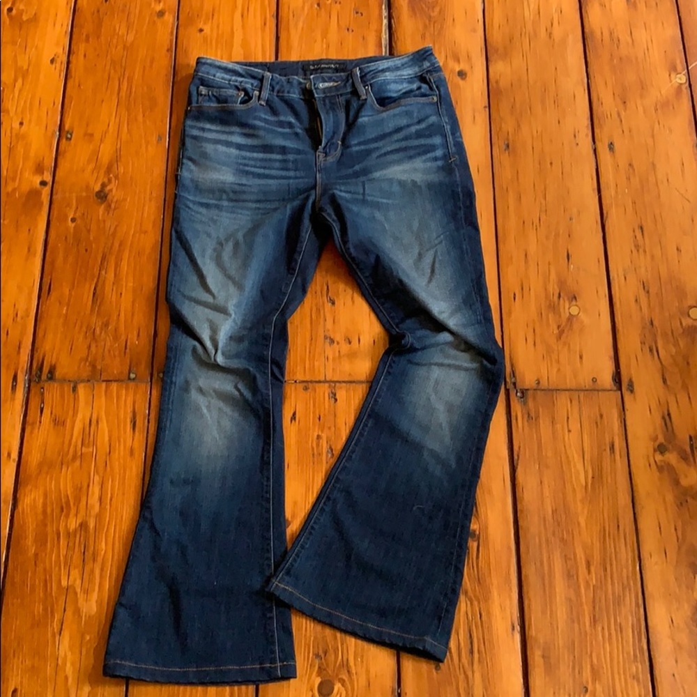 Flare-legged denim jeans
